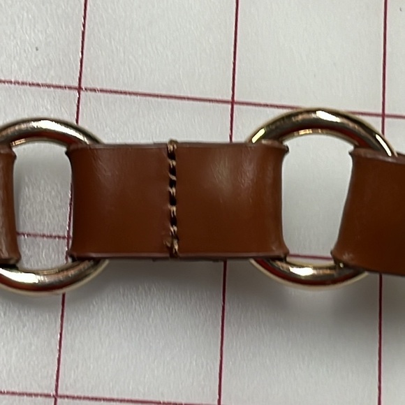 MICHAEL KORS Caramel Leather Gold Round Buckle and Gold Ring Station Belt SZ L main image 12